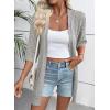 imageEVALESS Womens Crochet Knit Cardigan Sweaters Short Sleeve Open Front Kimonos Boho Tops Lightweight Casual VacationLight Grey