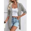 imageEVALESS Womens Crochet Knit Cardigan Sweaters Short Sleeve Open Front Kimonos Boho Tops Lightweight Casual VacationLight Grey