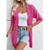 imageEVALESS Womens Crochet Knit Cardigan Sweaters Short Sleeve Open Front Kimonos Boho Tops Lightweight Casual VacationSachet Pink