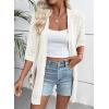 imageEVALESS Womens Crochet Knit Cardigan Sweaters Short Sleeve Open Front Kimonos Boho Tops Lightweight Casual VacationWhite