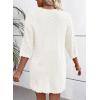 imageEVALESS Womens Crochet Knit Cardigan Sweaters Short Sleeve Open Front Kimonos Boho Tops Lightweight Casual VacationWhite