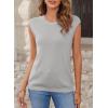 imageEVALESS Womens Summer Sleeveless Sweater Vest Lightweight Crewneck Knit Pullover Sweaters Tank TopsB Grey