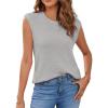 imageEVALESS Womens Summer Sleeveless Sweater Vest Lightweight Crewneck Knit Pullover Sweaters Tank TopsB Grey