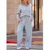 imageEVALESS Two Piece Sets for Women Lounge Sets Casual V Neck Sweatshirt and Wide Leg Sweatpants Matching Sets Women ClothingBeau Blue