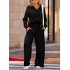 imageEVALESS Two Piece Sets for Women Lounge Sets Casual V Neck Sweatshirt and Wide Leg Sweatpants Matching Sets Women ClothingBlack