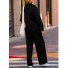 imageEVALESS Two Piece Sets for Women Lounge Sets Casual V Neck Sweatshirt and Wide Leg Sweatpants Matching Sets Women ClothingBlack