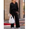 imageEVALESS Two Piece Sets for Women Lounge Sets Casual V Neck Sweatshirt and Wide Leg Sweatpants Matching Sets Women ClothingBlack