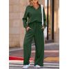 imageEVALESS Two Piece Sets for Women Lounge Sets Casual V Neck Sweatshirt and Wide Leg Sweatpants Matching Sets Women ClothingBlackish Green