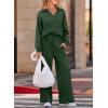 imageEVALESS Two Piece Sets for Women Lounge Sets Casual V Neck Sweatshirt and Wide Leg Sweatpants Matching Sets Women ClothingBlackish Green