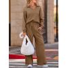 imageEVALESS Two Piece Sets for Women Lounge Sets Casual V Neck Sweatshirt and Wide Leg Sweatpants Matching Sets Women ClothingCoffee