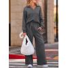 imageEVALESS Two Piece Sets for Women Lounge Sets Casual V Neck Sweatshirt and Wide Leg Sweatpants Matching Sets Women ClothingDark Grey
