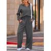 imageEVALESS Two Piece Sets for Women Lounge Sets Casual V Neck Sweatshirt and Wide Leg Sweatpants Matching Sets Women ClothingDark Grey