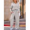 imageEVALESS Two Piece Sets for Women Lounge Sets Casual V Neck Sweatshirt and Wide Leg Sweatpants Matching Sets Women ClothingGray