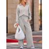 imageEVALESS Two Piece Sets for Women Lounge Sets Casual V Neck Sweatshirt and Wide Leg Sweatpants Matching Sets Women ClothingGray