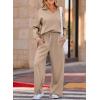 imageEVALESS Two Piece Sets for Women Lounge Sets Casual V Neck Sweatshirt and Wide Leg Sweatpants Matching Sets Women ClothingKhaki