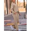 imageEVALESS Two Piece Sets for Women Lounge Sets Casual V Neck Sweatshirt and Wide Leg Sweatpants Matching Sets Women ClothingKhaki