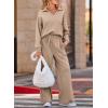 imageEVALESS Two Piece Sets for Women Lounge Sets Casual V Neck Sweatshirt and Wide Leg Sweatpants Matching Sets Women ClothingKhaki
