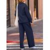 imageEVALESS Two Piece Sets for Women Lounge Sets Casual V Neck Sweatshirt and Wide Leg Sweatpants Matching Sets Women ClothingNavy Blue