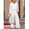 imageEVALESS Two Piece Sets for Women Lounge Sets Casual V Neck Sweatshirt and Wide Leg Sweatpants Matching Sets Women ClothingWhite