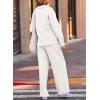 imageEVALESS Two Piece Sets for Women Lounge Sets Casual V Neck Sweatshirt and Wide Leg Sweatpants Matching Sets Women ClothingWhite