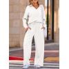 imageEVALESS Two Piece Sets for Women Lounge Sets Casual V Neck Sweatshirt and Wide Leg Sweatpants Matching Sets Women ClothingWhite