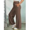 imageEVALESS Womens High Waisted Baggy Drawstring Sweatpants Casual Wide Leg Pants Long Trouser Slacks with PocketsCoffee