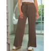 imageEVALESS Womens High Waisted Baggy Drawstring Sweatpants Casual Wide Leg Pants Long Trouser Slacks with PocketsCoffee