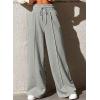 imageEVALESS Womens High Waisted Baggy Drawstring Sweatpants Casual Wide Leg Pants Long Trouser Slacks with PocketsGray