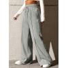 imageEVALESS Womens High Waisted Baggy Drawstring Sweatpants Casual Wide Leg Pants Long Trouser Slacks with PocketsGray