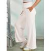 imageEVALESS Womens High Waisted Baggy Drawstring Sweatpants Casual Wide Leg Pants Long Trouser Slacks with PocketsWhite