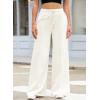 imageEVALESS Womens High Waisted Baggy Drawstring Sweatpants Casual Wide Leg Pants Long Trouser Slacks with PocketsWhite
