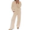 imageEVALESS Two Piece Sets for Women Lounge Sets Casual V Neck Sweatshirt and Wide Leg Sweatpants Matching Sets Women ClothingApricot