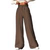 imageEVALESS Womens High Waisted Baggy Drawstring Sweatpants Casual Wide Leg Pants Long Trouser Slacks with PocketsCoffee