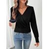 imageEVALESS Womens Tops Fall Cross Wrap V Neck Blouses Dressy Casual Long Sleeve Shirts Trendy 2025Color Black