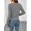 imageEVALESS Womens Tops Fall Cross Wrap V Neck Blouses Dressy Casual Long Sleeve Shirts Trendy 2025Gray