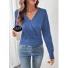 imageEVALESS Womens Tops Fall Cross Wrap V Neck Blouses Dressy Casual Long Sleeve Shirts Trendy 2025Sail Blue