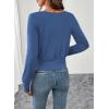 imageEVALESS Womens Tops Fall Cross Wrap V Neck Blouses Dressy Casual Long Sleeve Shirts Trendy 2025Sail Blue