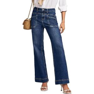 imageEVALESS Womens Jeans Wide Leg High Waisted Straight Bootcut Jeans Trendy Fall 2025 Zimbaplatinum Stretchy Denim PantsBluing