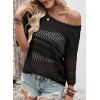imageEVALESS Womens Spring Summer Tops 2026 Fashion Trendy Casual Half Sleeve Crochet Hollow Out Sweaters Beach Vacation ClothesBlack