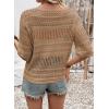imageEVALESS Womens Spring Summer Tops 2026 Fashion Trendy Casual Half Sleeve Crochet Hollow Out Sweaters Beach Vacation ClothesCamel