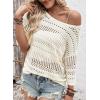 imageEVALESS Womens Spring Summer Tops 2026 Fashion Trendy Casual Half Sleeve Crochet Hollow Out Sweaters Beach Vacation ClothesWhite