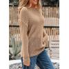 imageEVALESS Womens Sweaters Casual Spring Summer Crochet Hollow Out Knit Tops Crewneck Long Sleeve Beach Vacation ClothesCamel