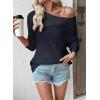 imageEVALESS Womens Sweaters Casual Spring Summer Crochet Hollow Out Knit Tops Crewneck Long Sleeve Beach Vacation ClothesNavy Blue