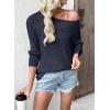 imageEVALESS Womens Sweaters Casual Spring Summer Crochet Hollow Out Knit Tops Crewneck Long Sleeve Beach Vacation ClothesNavy Blue
