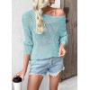 imageEVALESS Womens Sweaters Casual Spring Summer Crochet Hollow Out Knit Tops Crewneck Long Sleeve Beach Vacation ClothesSky Blue