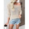 imageEVALESS Womens Sweaters Casual Spring Summer Crochet Hollow Out Knit Tops Crewneck Long Sleeve Beach Vacation ClothesWhite