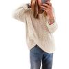 imageEVALESS Womens Sweaters Casual Spring Summer Crochet Hollow Out Knit Tops Crewneck Long Sleeve Beach Vacation ClothesWhite