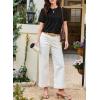 imageEVALESS Lace Tops for Women Spring Summer Short Sleeve Shirts 2026 Dressy Casual Blouses Fashion Date Night OutfitC Black