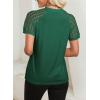 imageEVALESS Lace Tops for Women Spring Summer Short Sleeve Shirts 2026 Dressy Casual Blouses Fashion Date Night OutfitC Blackish Green