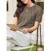 imageEVALESS Lace Tops for Women Spring Summer Short Sleeve Shirts 2026 Dressy Casual Blouses Fashion Date Night OutfitC Brown